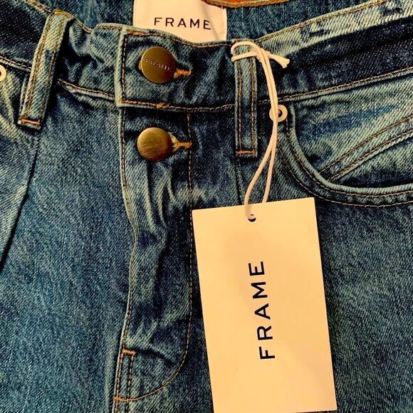 Women’s Frame mosaic high waist raw hem wide leg le palazzo jeans size 25, NWT - Picture 12 of 15